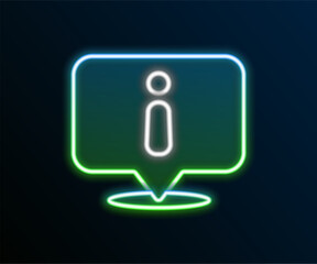Fototapete - Glowing neon line Information icon isolated on black background. Colorful outline concept. Vector