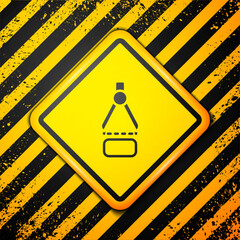 Poster - Black Drawing compass icon isolated on yellow background. Compasses sign. Drawing and educational tools. Geometric instrument. Warning sign. Vector