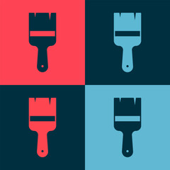 Poster - Pop art Paint brush icon isolated on color background. Vector