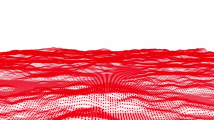 Poster - Futuristic abstract digital landscape. Flying over data patterns, Abstract red dot and lines technology background, Loopable