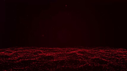 Poster - Technology background seamless looping exploding red particles innovation. Futuristic abstract digital design explosion burst dynamic motion movement energy particle artwork