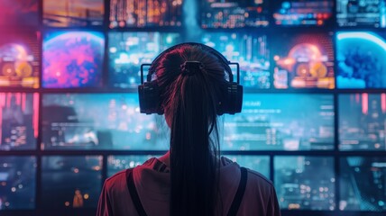 Poster - Exploring the digital world of artificial intelligence and cloud storage technology in a vibrant, futuristic environment