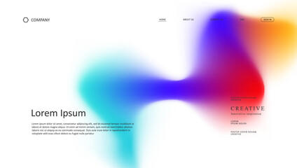 Fototapete - Abstract wave futuristic design of landing page. retro gradient mesh website design	