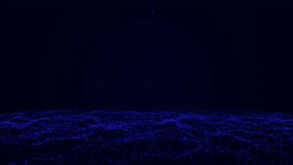 Poster - Technology background seamless looping exploding blue particles innovation. Futuristic abstract digital design explosion burst dynamic motion movement energy particle artwork