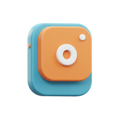 Leinwandbilder - 3D Rendered Icon of a Camera, Modern Design, Social Media Symbol, Isolated on White