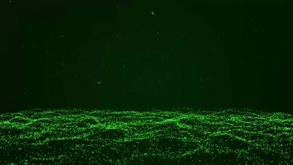 Poster - Technology background seamless looping exploding green particles innovation. Futuristic abstract digital design explosion burst dynamic motion movement energy particle artwork