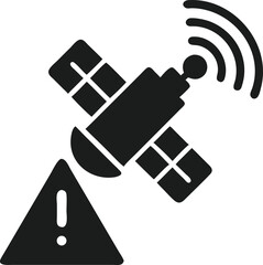 Aufkleber - Silhouette design of a satellite dish with a warning signal for space communication