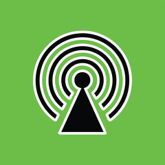 Aufkleber - Abstract antenna design with transmitting waves on a bright green background