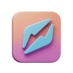 Leinwandbilder - Modern 3D Illustration of a blue lightning bolt icon on a gradient square background