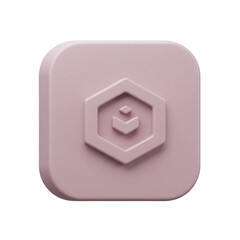 Leinwandbilder - 3D Render of a Pink Hexagon Icon on a Rounded Square Background for Interface Design
