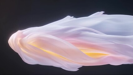 Poster - 黒い背景に浮かぶオーロラ色の抽象的な形状とテクスチャが特徴的な3Dレンダリングアートワークと未来的デザイン