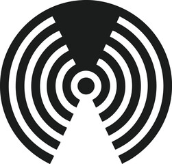 Aufkleber - Modern minimalist vector illustration of a radio wave pulse in black with transparency