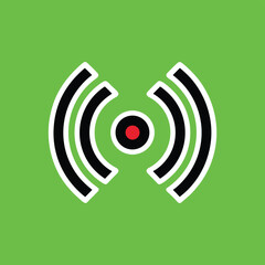 Aufkleber - Simple illustrated wireless connectivity signal icon with red center on green background