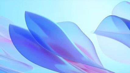Aufkleber - 抽象的な背景デザイン 青とピンクのグラデーションを持つ透明な波状の形状 未来的なスタイル 現代的なデジタルアートのテクスチャパターン