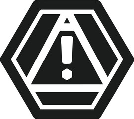 Poster - Futuristic hologram design featuring a red exclamation mark inside a hexagon
