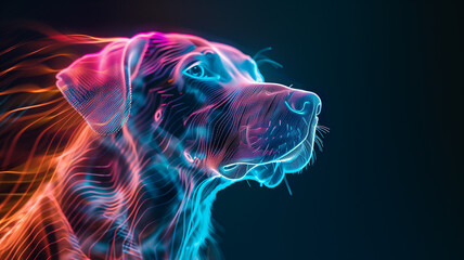 Aufkleber - This stunning hologram of a glowing pet companion floats in a tranquil, technology-driven space.
