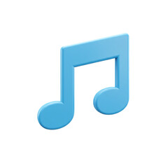 Leinwandbilder - A 3D rendered light blue musical note icon isolated on a white background for designs