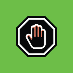 Poster - Stop sign hand silhouette with modern design and transparent background