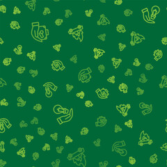 Poster - Set line Travel suitcase in hand, Light bulb and Burning car on seamless pattern. Vector