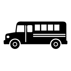 Poster - Simple school bus icon. Black silhouette of school bus for transportation apps. School bus image perfect for school website design or educational app icon.