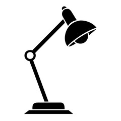 Poster - Simple desk lamp icon. Black desk lamp with adjustable arm and shade. This minimalist desk lamp design is perfect for website icons and app interfaces.