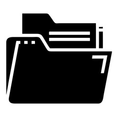 Poster - Simple folder icon with documents inside. Folder symbol shows important files and data storage. This folder image is perfect for website interface, app design, and software icons.