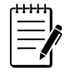 Poster - Simple notepad icon with pen for website design. Notepad image includes spiral binding and lined paper.  Notepad graphic is perfect for app interface design, website elements, or as a simple icon.