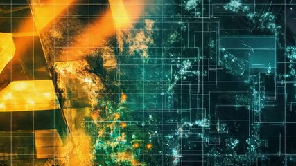 Poster - Abstract Digital Transformation Concept with Earth and Technology Integration Visualization