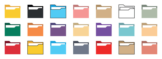 Poster - Folder computer file icon set. Computer file folder icons. Documents for computer collection. Folder for reports and archive cases. Vector Illustration