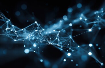 Poster - Abstract blue network connecting glowing dots
