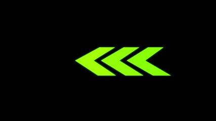 Poster - Animated neon green arrows pointing left on a black background for digital ui design and motion graphics