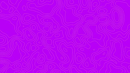 Poster - Abstract topographic map pattern with white contour lines on a vibrant purple background ideal for graphic design projects and creative visualization