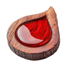 Poster - Red Droplet on Wood Surface with Unique Textures and Patterns