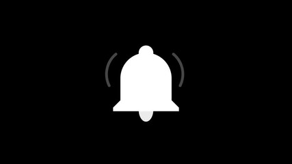 Poster - Animated white bell icon on a black background perfect for notifications reminders alerts or other various message prompts.