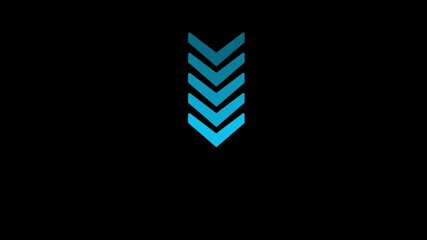 Poster - Downward arrows animation on black background illustrating progress and direction with modern minimalist style. Directional arrow loop animation