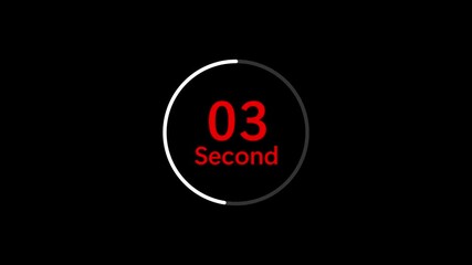 Poster - Second circular countdown timer on a black background with a stylish modern design for presentations and creative projects. Glowing countdown timer progress bar.