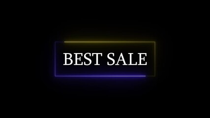 Poster - Animated neon sign best sale announcement for marketing promotion with dynamic glowing border against black background