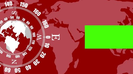 Poster - Animated abstract global map with measuring gauges and green screen area for design element integration