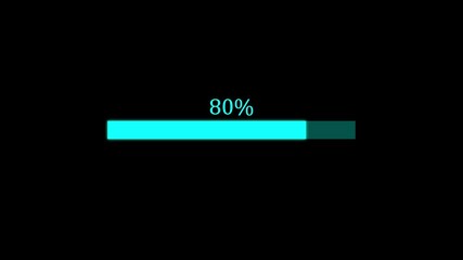 Fototapete - Digital progress bar animation displaying 51 percent completion with teal futuristic visuals on a black background for technology and loading concepts
