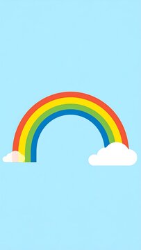 flat illustration of cloudy with rainbow in the sky. abstract background with rainbow. peace, pride, lgbt flag, social media wallpaper.backgrounds, colors, concepts, horizontal, 