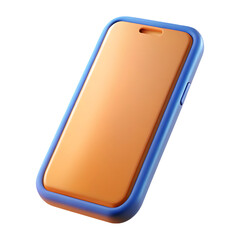 Poster - Orange smartphone with blue frame isolated on transparent background isolated on white background