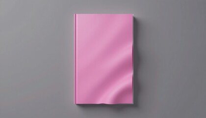 Poster - Pink book cover mockup on gray background with abstract wave effects