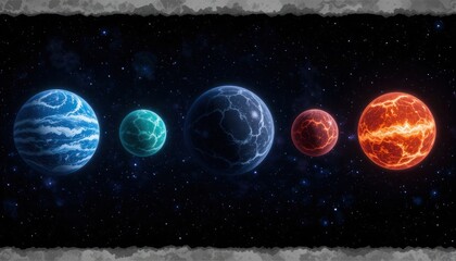 Poster - Planets in Space: A Stunning Visualization of Celestial Bodies in the Cosmos