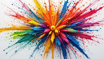 Poster - Colorful abstract splash of vibrant paint on a white background art