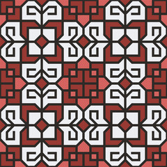 Poster - Geometric Flat Design Red and White Seamless Pattern Textile