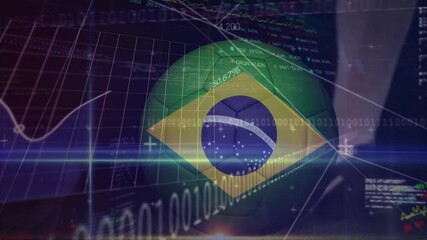 Poster - Dark grid starting Brazilian sphere fading in then rotating, updating data for finance