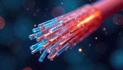 Wall Mural - Close-up shot of natural fiber optic cables, showing intricate network texture ,  online,  cable,  detail