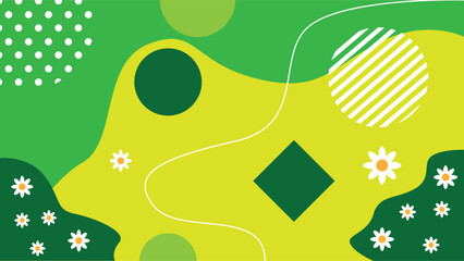 Poster - Abstract Summer Background with Plants Figures and Flowers. Seasonal graphic design elements and resources vector art
