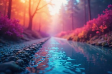 Wall Mural - Subtle rhythmic movement in a blurry, colorful backdrop, ethereal, digital, texture
