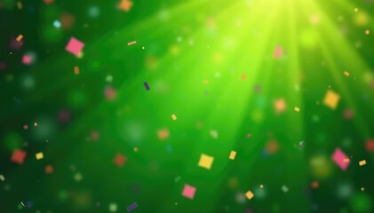 Wall Mural - Vibrant confetti bursts against a lush green backdrop , green wallpaper, joy, celebration background